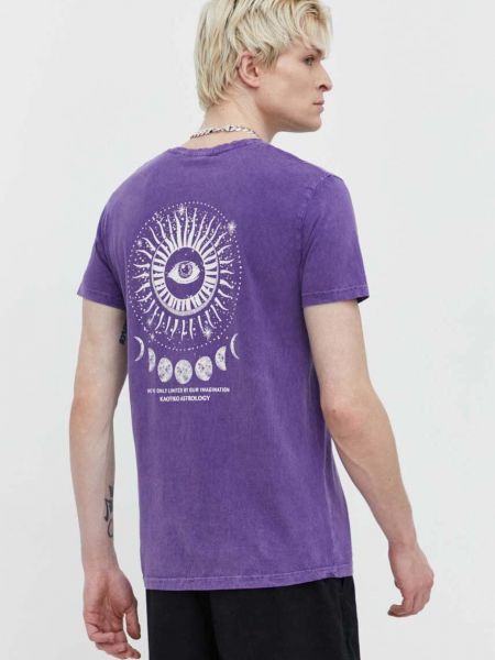 Koszulka bawełniana z nadrukiem Kaotiko fioletowa