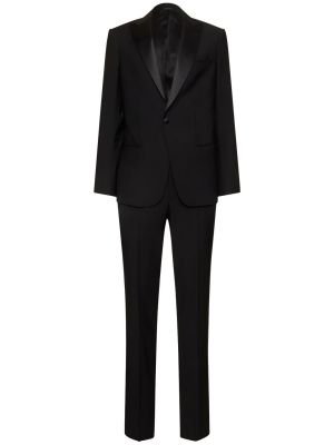 Volnena ukrojena obleka Giorgio Armani črna