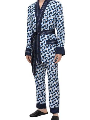 Шелковый халат Dolce & Gabbana синий