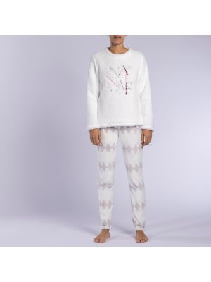 Pijama manga larga con estampado de rombos Naf Naf beige