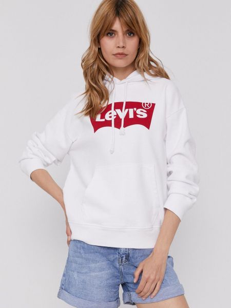 Pamučna hoodie s kapuljačom Levi's® bijela