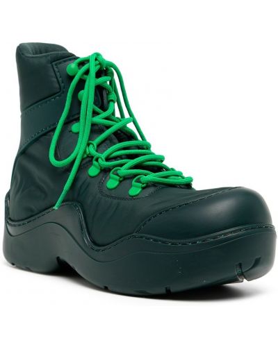 Krajkové oversized šněrovací kotníkové boty Bottega Veneta zelené