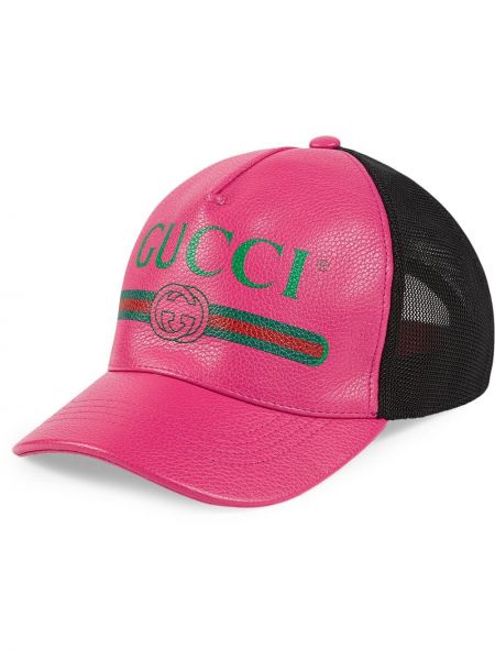 Raštuotas kepurė su snapeliu Gucci rožinė
