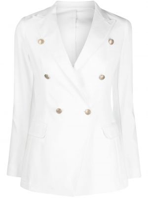 Viskózové bavlněné dvouřadé sako s knoflíky Eleventy - bílá