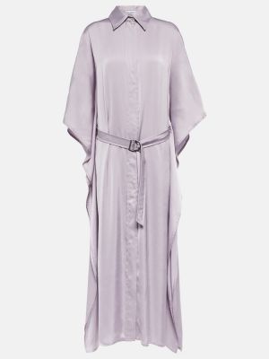 Saténové midi šaty Brunello Cucinelli fialové