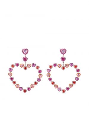 Rožinio aukso auskarai su širdelėmis Anabela Chan