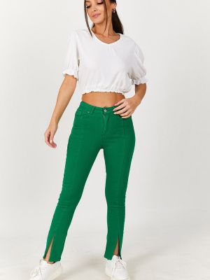 Jeansy z wysoką talią Armonika zielone