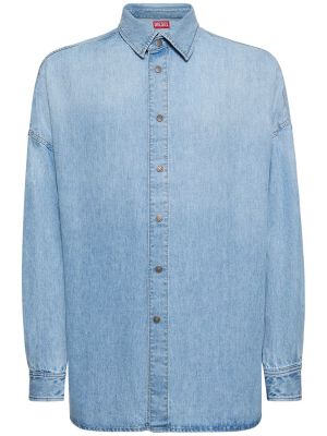 Lyocellová obnosená rifľová košeľa Diesel modrá