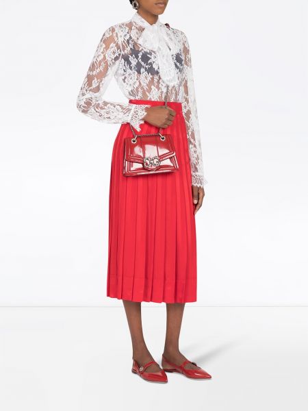 Falda larga de raso de tejido jacquard Dolce & Gabbana rojo