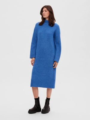 Pletené pletené šaty Selected Femme modrá