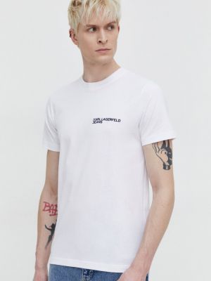Памучна тениска с дълъг ръкав с апликация Karl Lagerfeld Jeans бяло