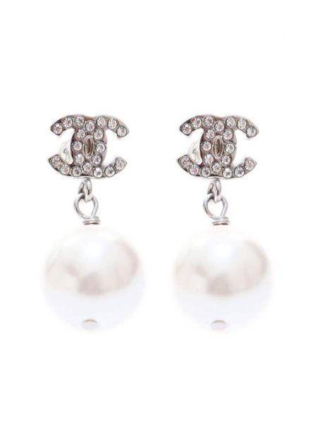 Boucles d'oreilles avec perles Chanel Pre-owned argenté