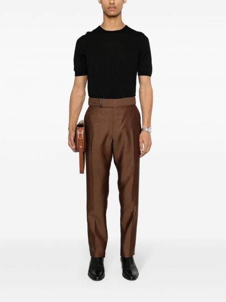 Vlněné kalhoty Tom Ford hnědé