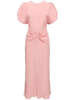 Μίντι φόρεμα από βισκόζη Victoria Beckham ροζ