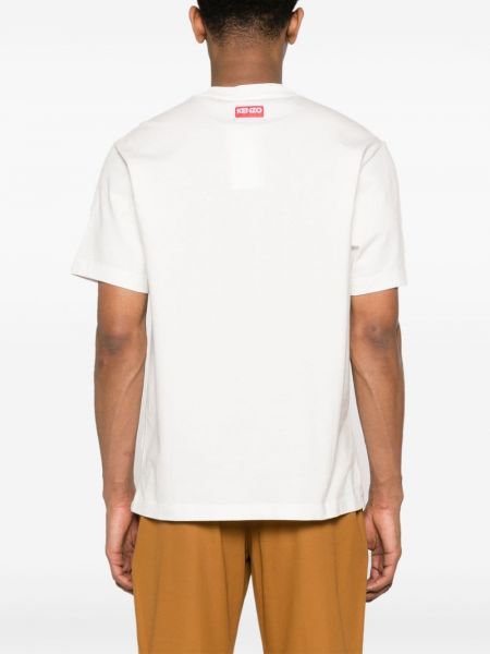 T-shirt di cotone a righe tigrate Kenzo bianco