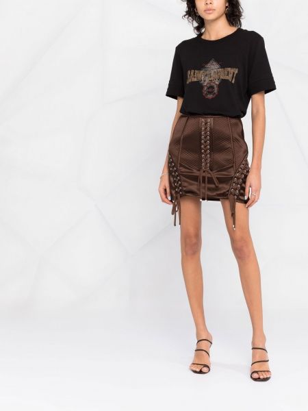 Mini spódniczka sznurowana koronkowa Dolce And Gabbana brązowa