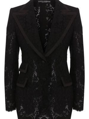 Хлопковый пиджак из вискозы Dolce & Gabbana черный