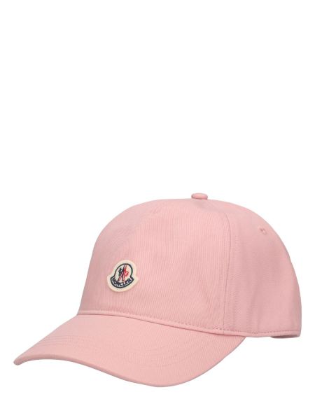 Памучна шапка с козирки Moncler розово