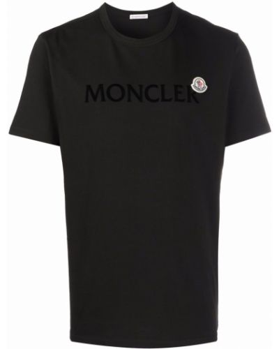 Camiseta con estampado de cuello redondo Moncler negro