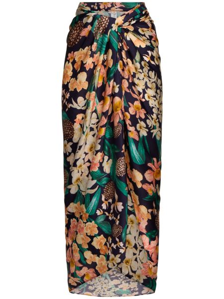 Blomstret maxi nederdel med print Agua By Agua Bendita sort