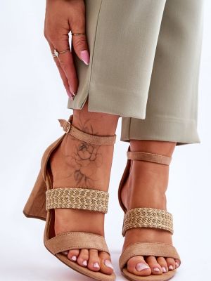 Sandale din piele de căprioară tricotate Kesi