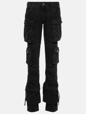 Straight fit džíny s nízkým pasem The Attico černé