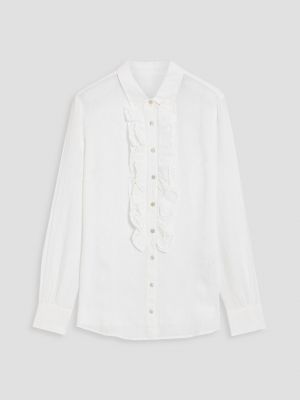 Льняная рубашка с рюшами 120% Lino белая