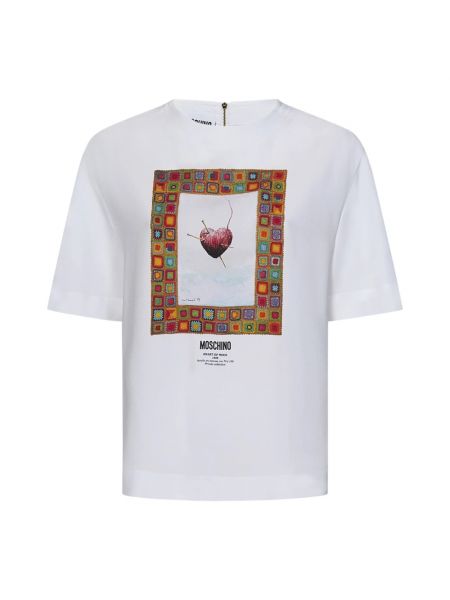 Koszulka wełniana w serca Moschino biała