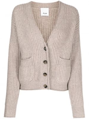 Cashmere strikkegenser med knapper Allude brun