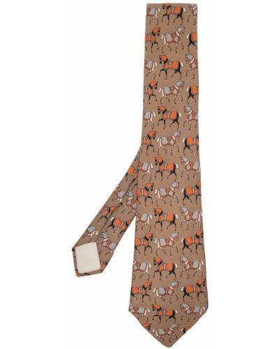 Corbata con estampado Hermès marrón