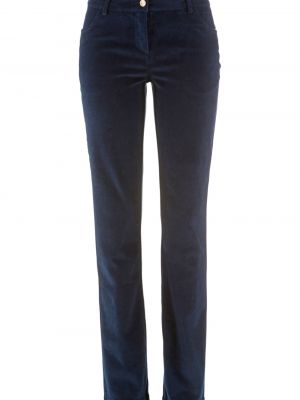 Manšestrové rovné kalhoty Bonprix - modrá