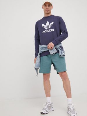 Bluza bawełniana z nadrukiem Adidas Originals fioletowa