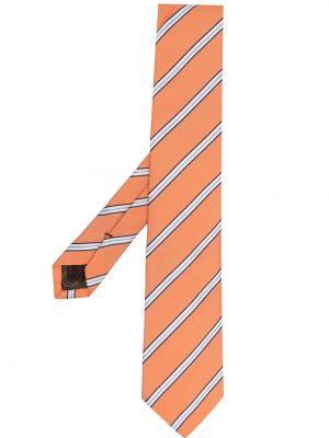 Копринена вратовръзка на райета с принт Church's оранжево