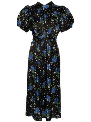 Midi haljina s cvjetnim printom s printom Rotate crna