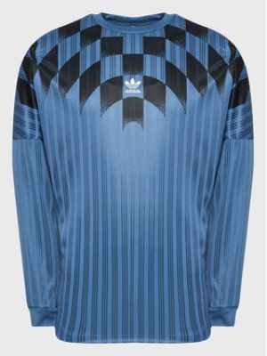 Voľné priliehavé tričko s dlhými rukávmi s dlhými rukávmi Adidas modrá