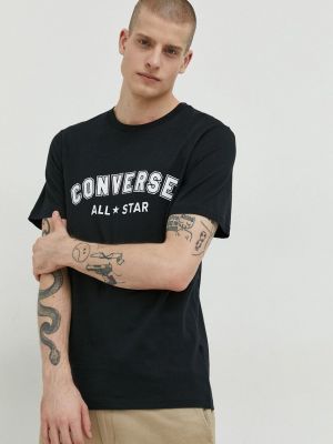 Koszulka bawełniana z nadrukiem Converse czarna