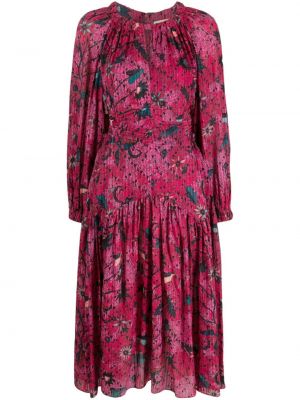 Φλοράλ μίντι φόρεμα με σχέδιο Ulla Johnson ροζ