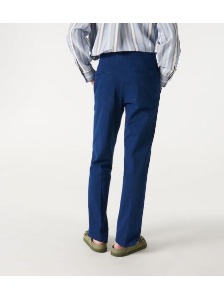 Bombažne slim fit hlače King & Tuckfield modra