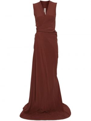 Sukienka koktajlowa z dekoltem w serek Rick Owens brązowa