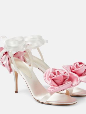 Satenske sandale s cvjetnim printom Magda Butrym bijela