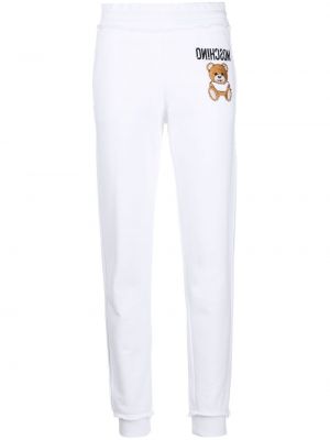 Pantalones de chándal con bordado Moschino blanco