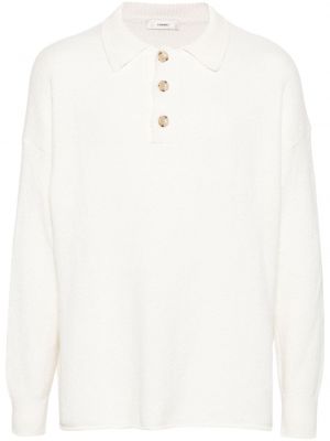 Плетена памучна поло тениска Commas бяло