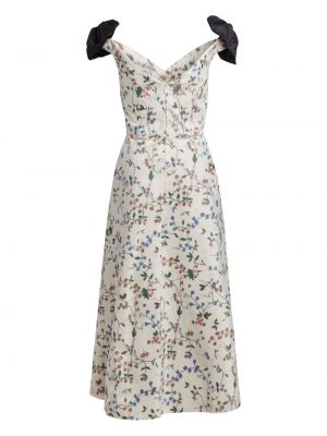Sukienka midi w kwiatki z nadrukiem Markarian biała