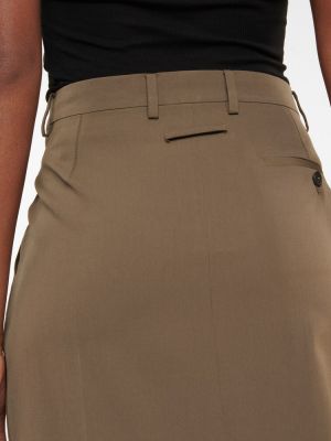Vlnená dlhá sukňa s nízkym pásom Jean Paul Gaultier hnedá
