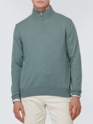 Kašmírový sveter na zips Loro Piana zelená