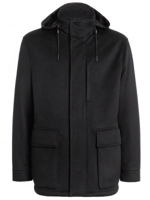 Kašmírový kabát s kapucí Zegna černý