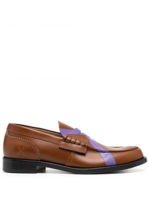 Pantofi loafer din piele cu imagine College maro
