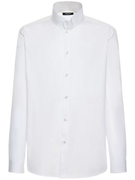 Bavlnená saténová košeľa Balmain biela