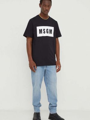 Koszulka bawełniana z nadrukiem Msgm czarna