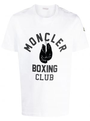 T-shirt con stampa con scollo tondo Moncler bianco
